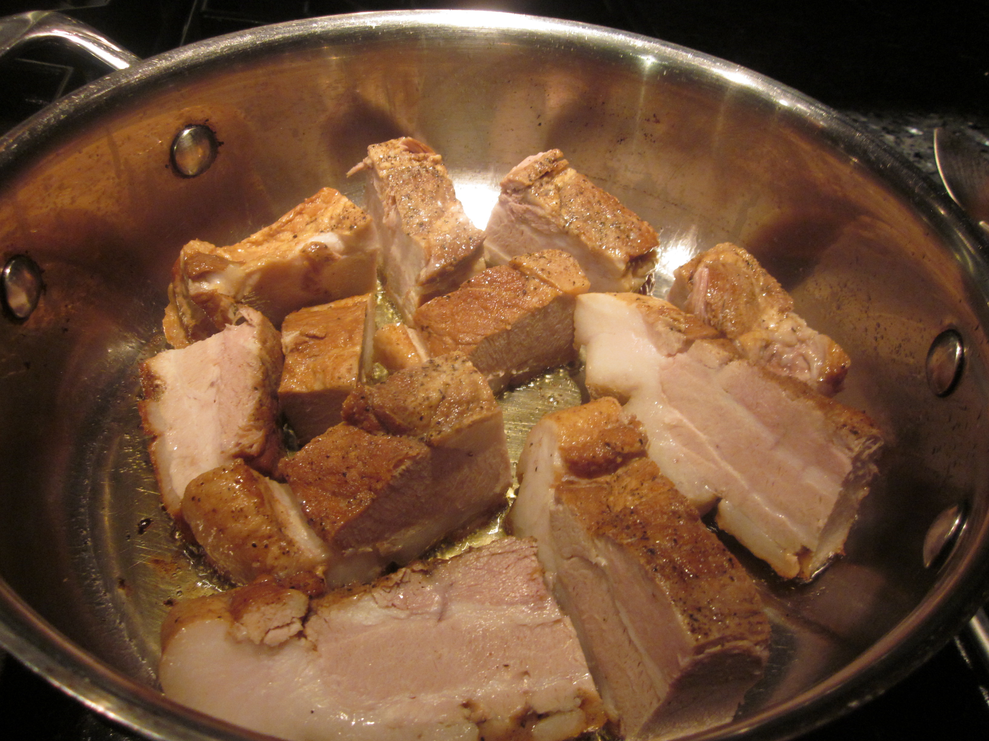 Cider Glazed Pork Belly and Brussels Sprouts Cooking at Clark Towers